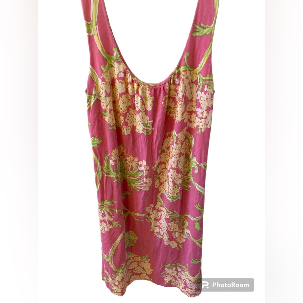 Lilly Pulitzer Double Scoop Neck Silk Pink Floral Dress XS